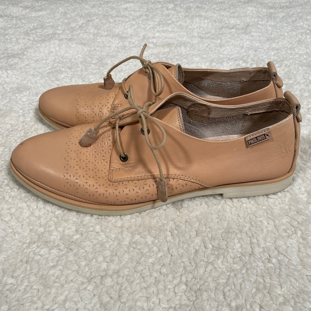 Pikolinos Santorini Oxford Flats Nude Leather Perforated Tassels Twee 42 US 12 - Picture 3 of 10